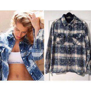 Chip Foster | Indigo Plaid Textured Button Down Shirt